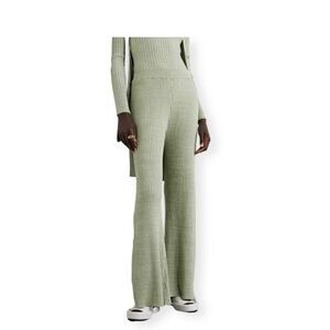 NWT Anna Quan Jordan Ribbed Cotton Wide Leg Pant in Sage Green Size 8.